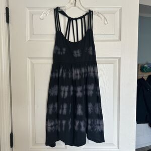 Roxy Black & Gray Tie Dye Midi Dress XS surfer Girl Beach Core